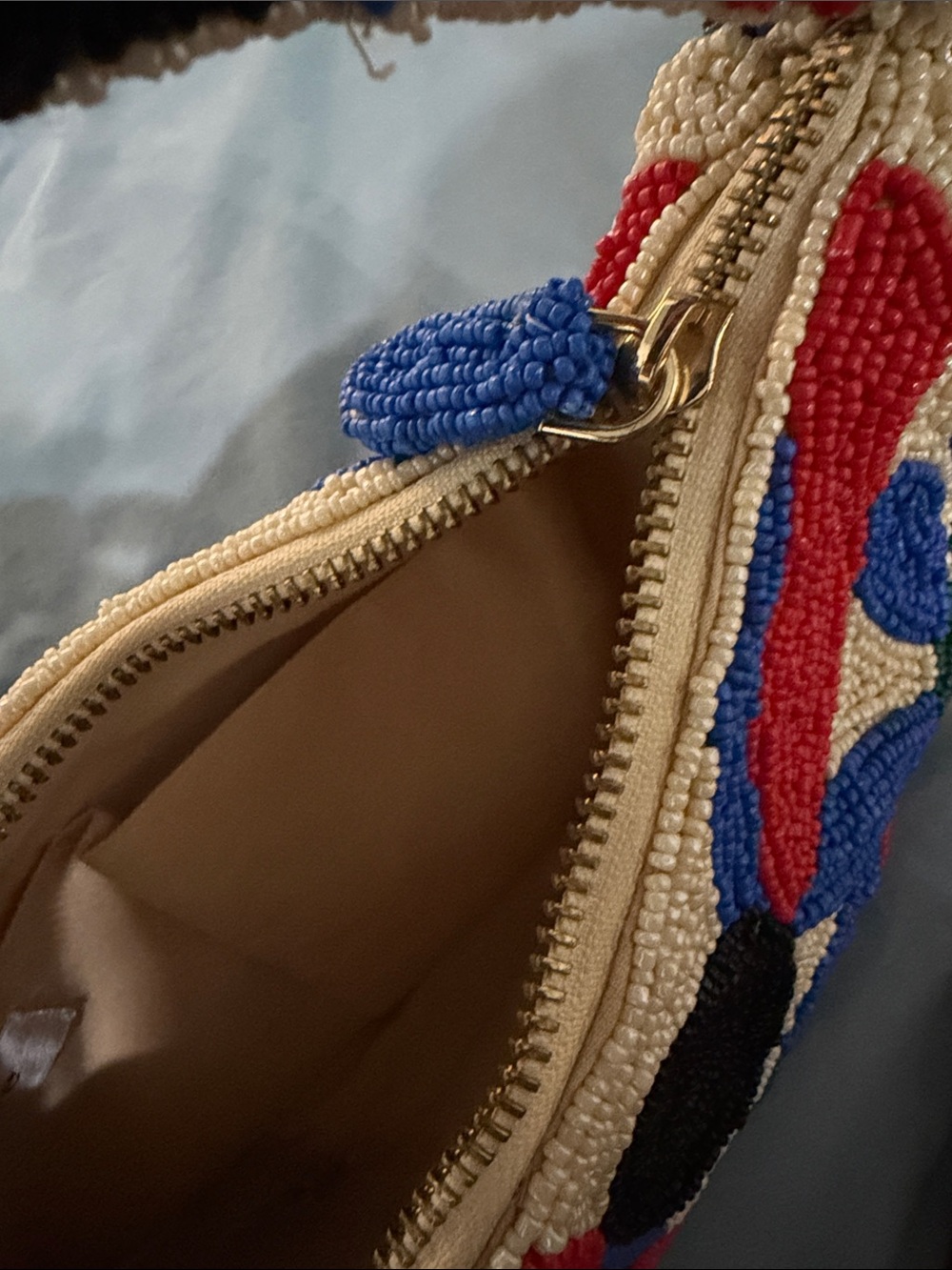 Maeve Beaded Floral Bag in Red, Blue, Green, Black & Cream - Picture 6 of 7